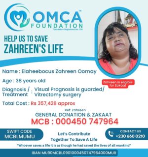help save zahreen’s life – urgent eye treatment & vitrectomy surgery support