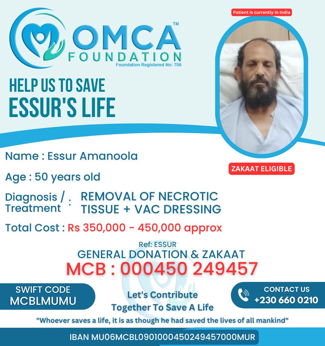 help save essur’s life – urgent gangrene treatment & limb preservation care