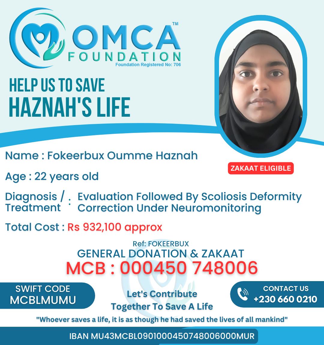 help save haznah’s life – urgent scoliosis deformity correction surgery