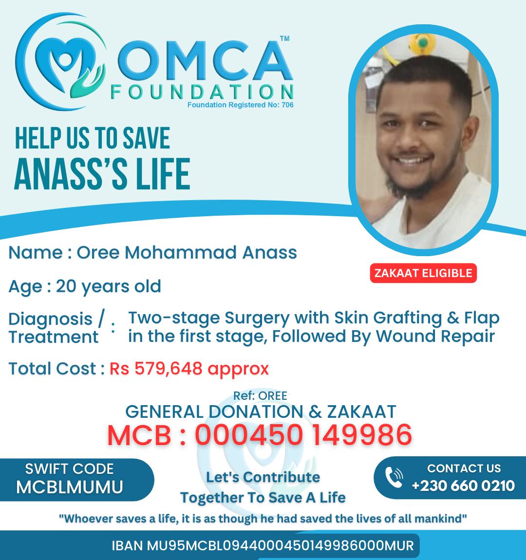 help save anass’s life – urgent skin grafting & wound repair treatment