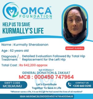 help save kurmally’s life – urgent left hip replacement surgery
