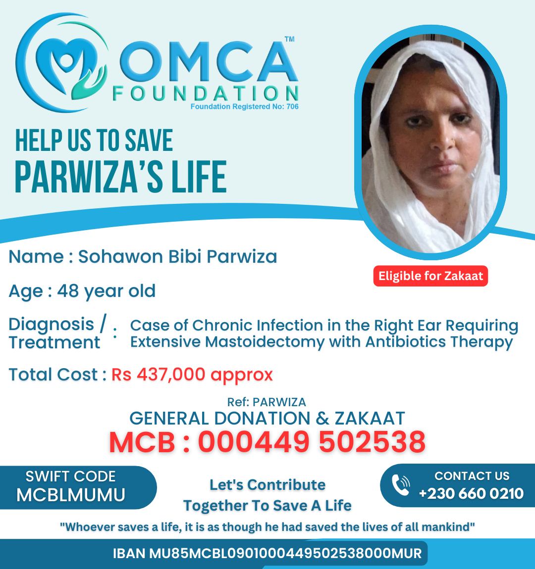 help save parwiza’s life – urgent ear surgery treatment