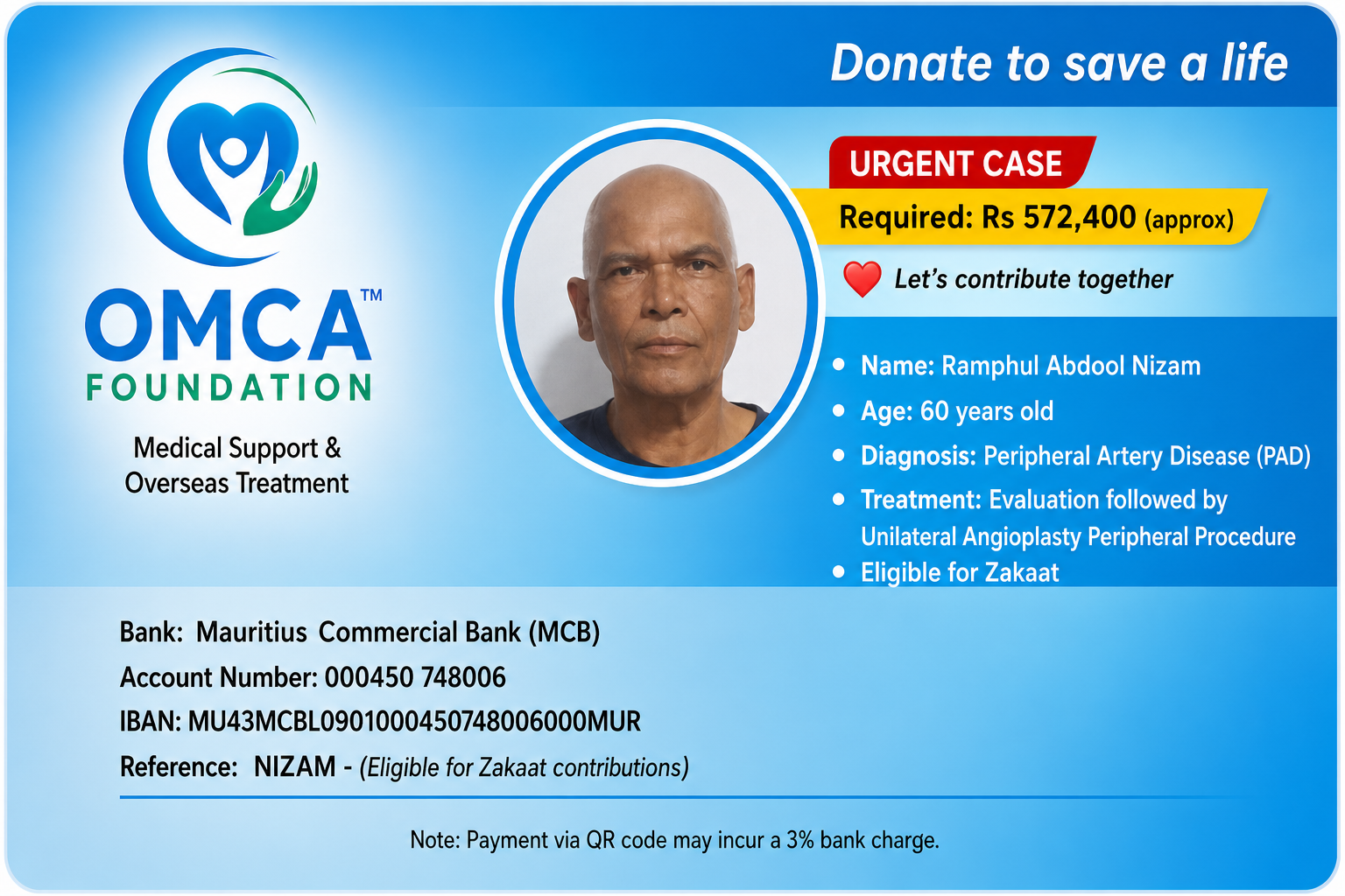 help save nizam’s life – urgent angioplasty treatment needed
