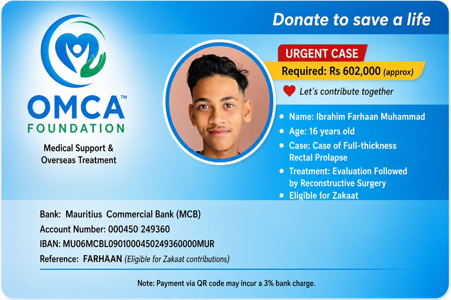 help save farhaan’s life – urgent surgery for rectal prolapse