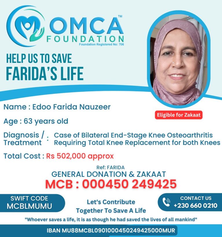 help save farida’s life – urgent knee replacement surgery support