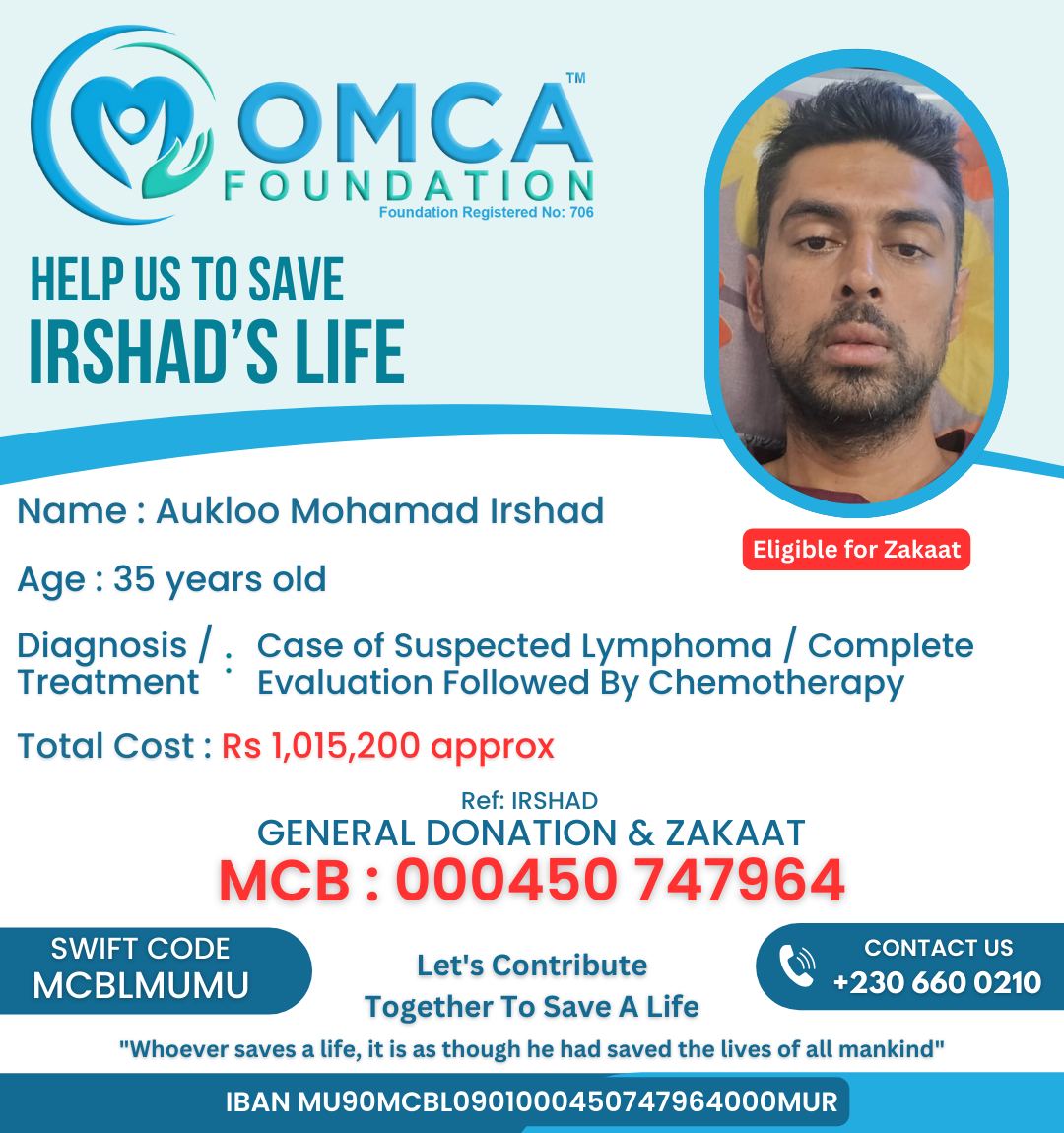 help save irshad’s life | chemotherapy treatment support