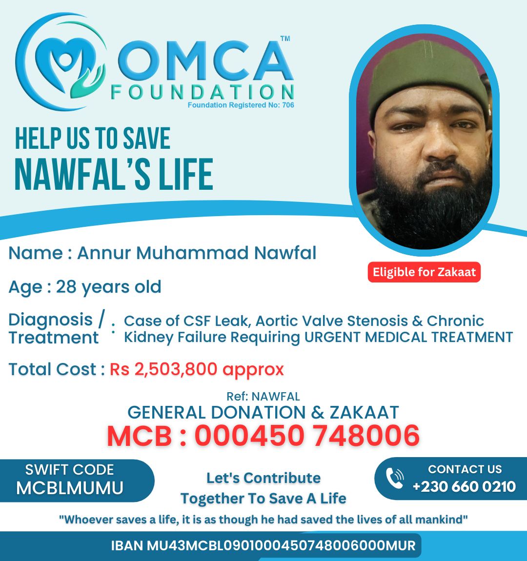 help save nawfal’s life – urgent multi organ treatment support