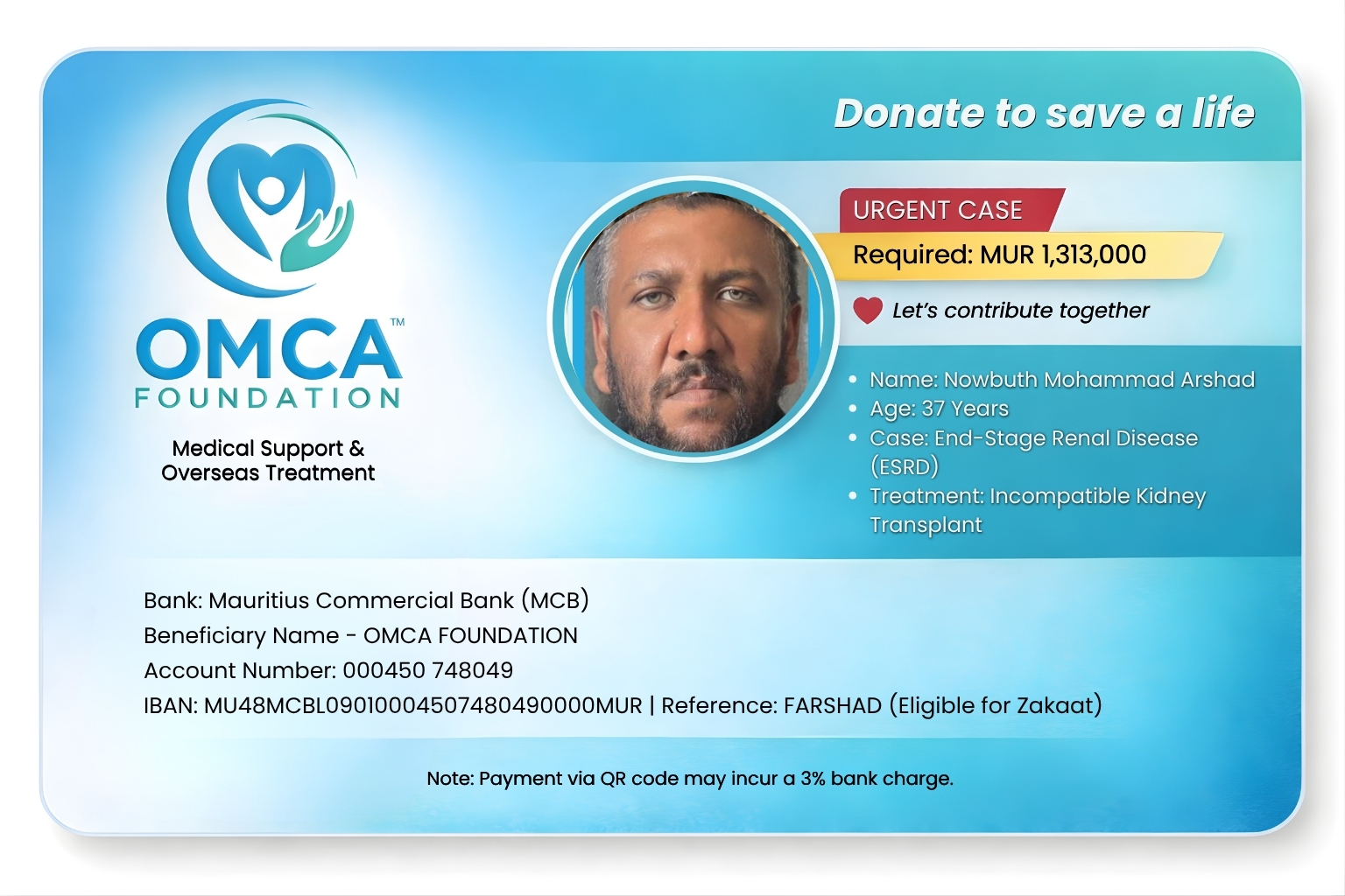 help save arshad’s life – urgent kidney transplant support