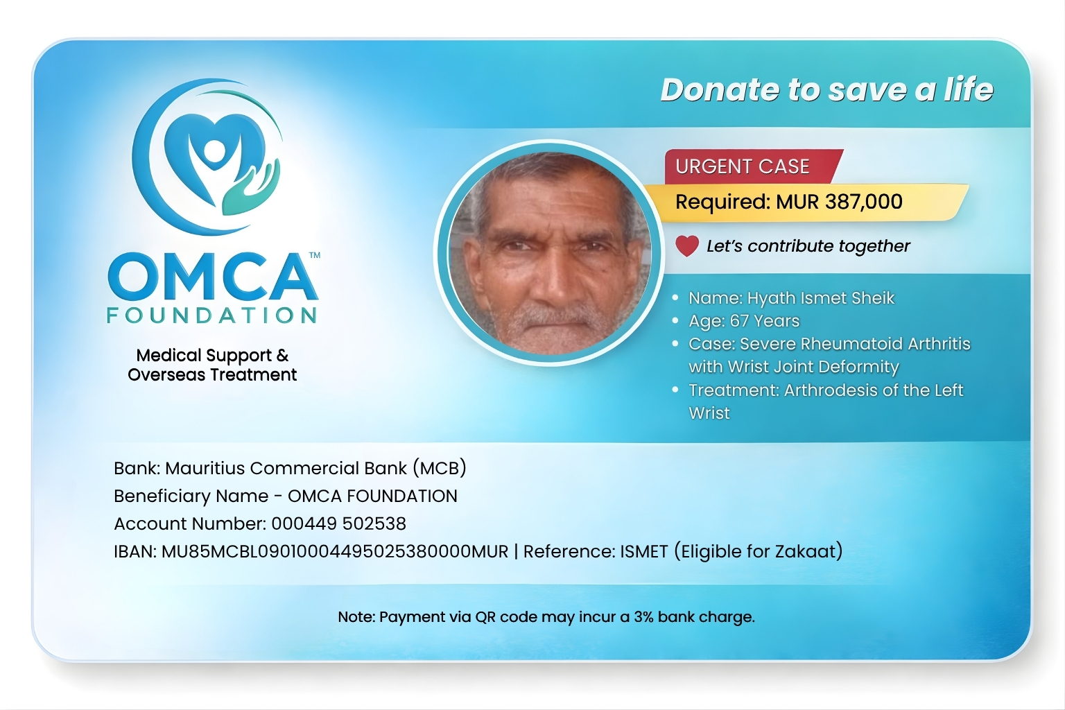 help save ismet’s life – urgent wrist surgery needed