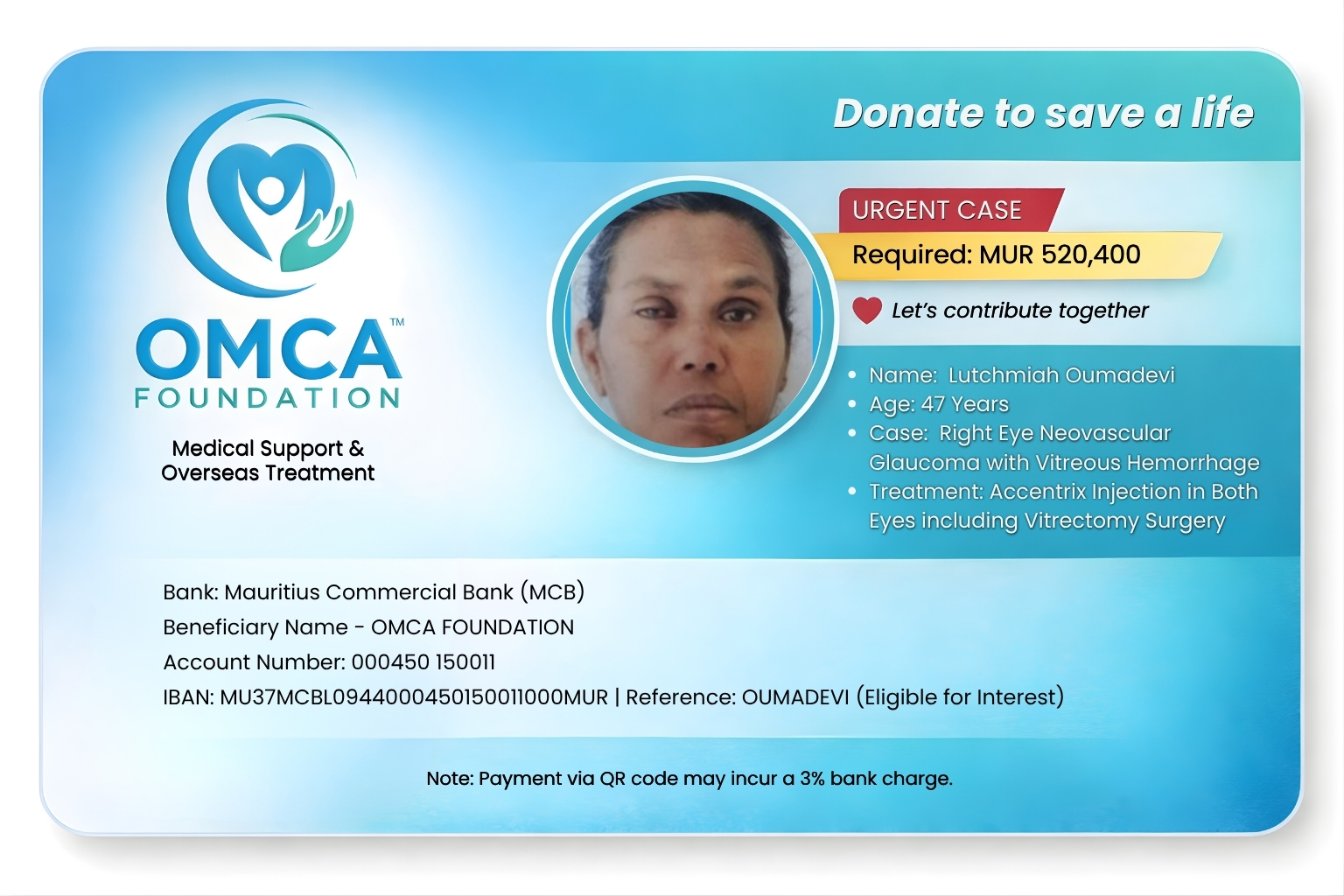 help save oumadevi’s eyes – urgent eye surgery needed