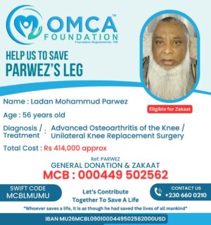 help save parwez’s leg – urgent knee replacement surgery support