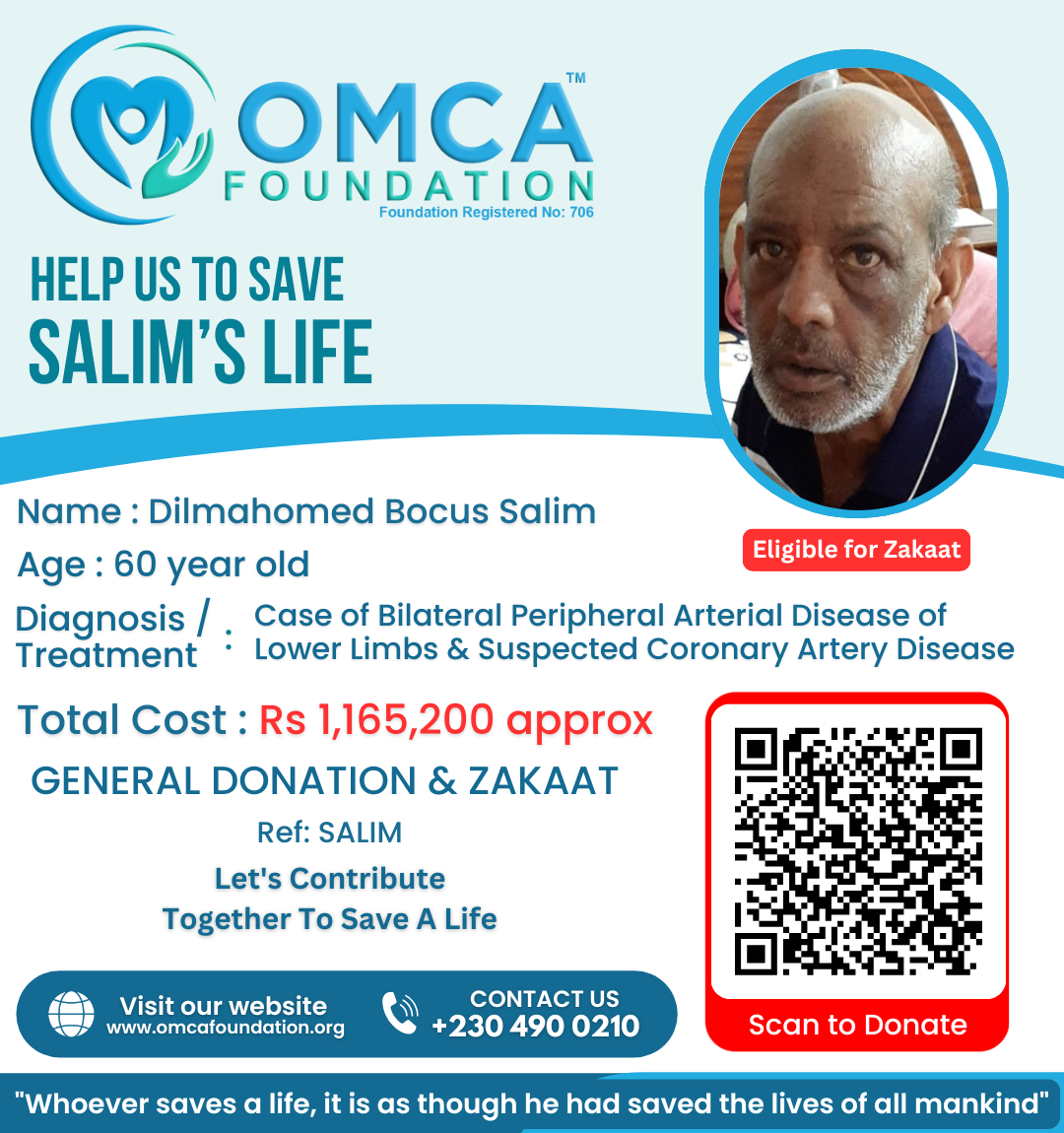 help save salim’s life – critical artery & heart surgery support