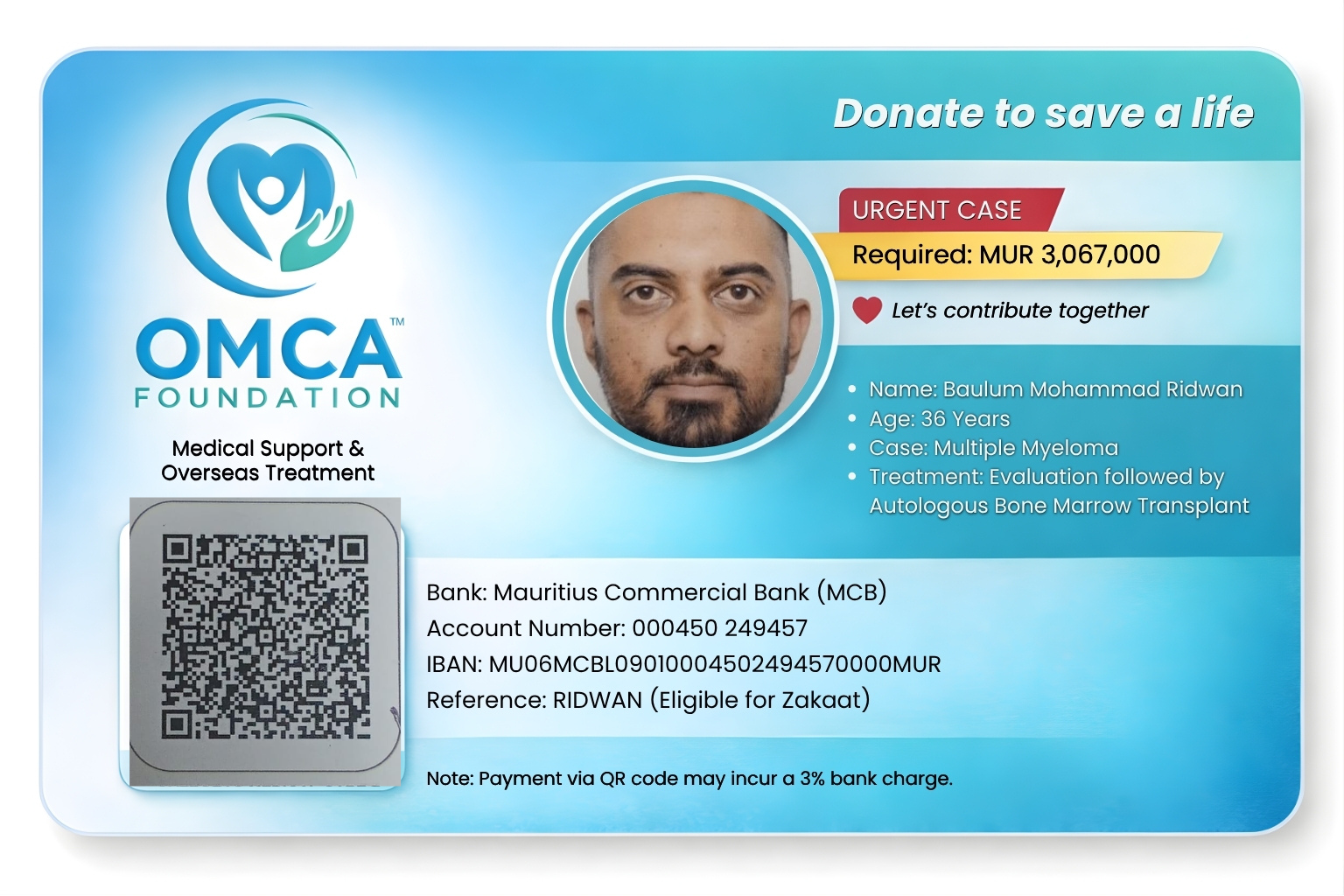 help save ridwan’s life – urgent bone marrow transplant needed