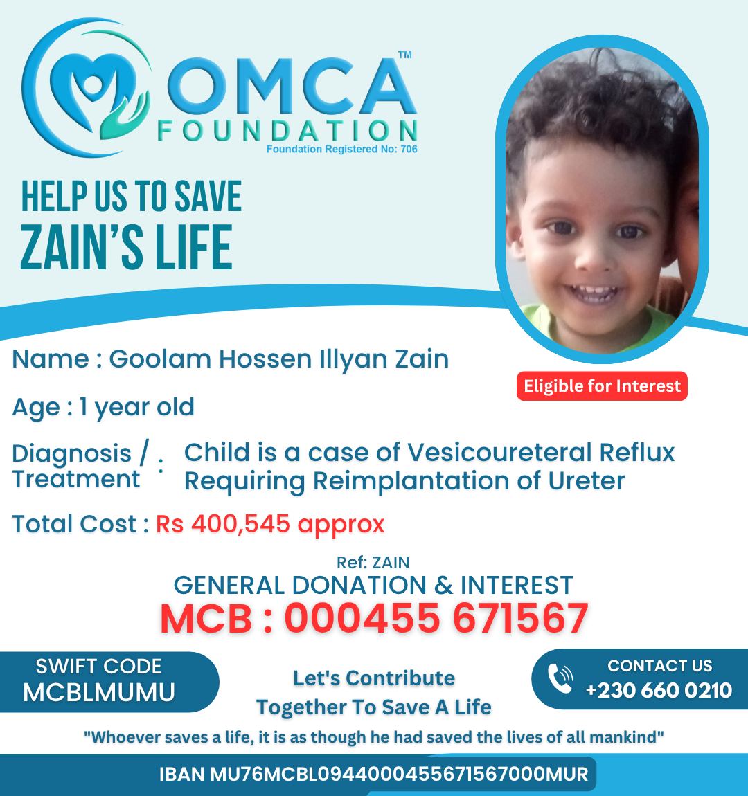 help save zain’s life – urgent child surgery support