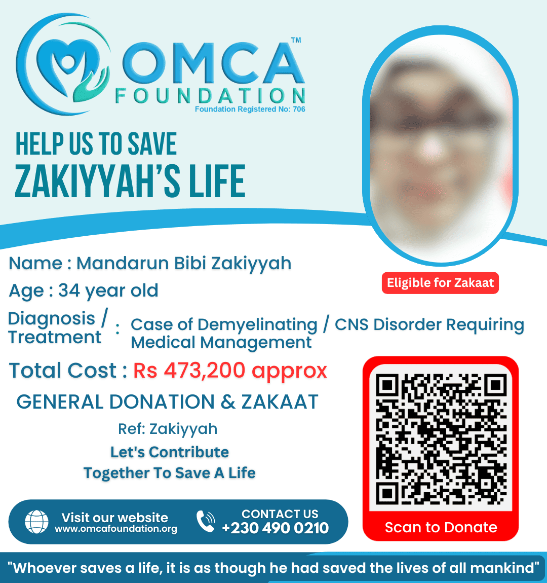 help save zakiyyah’s life – cns disorder medical treatment support