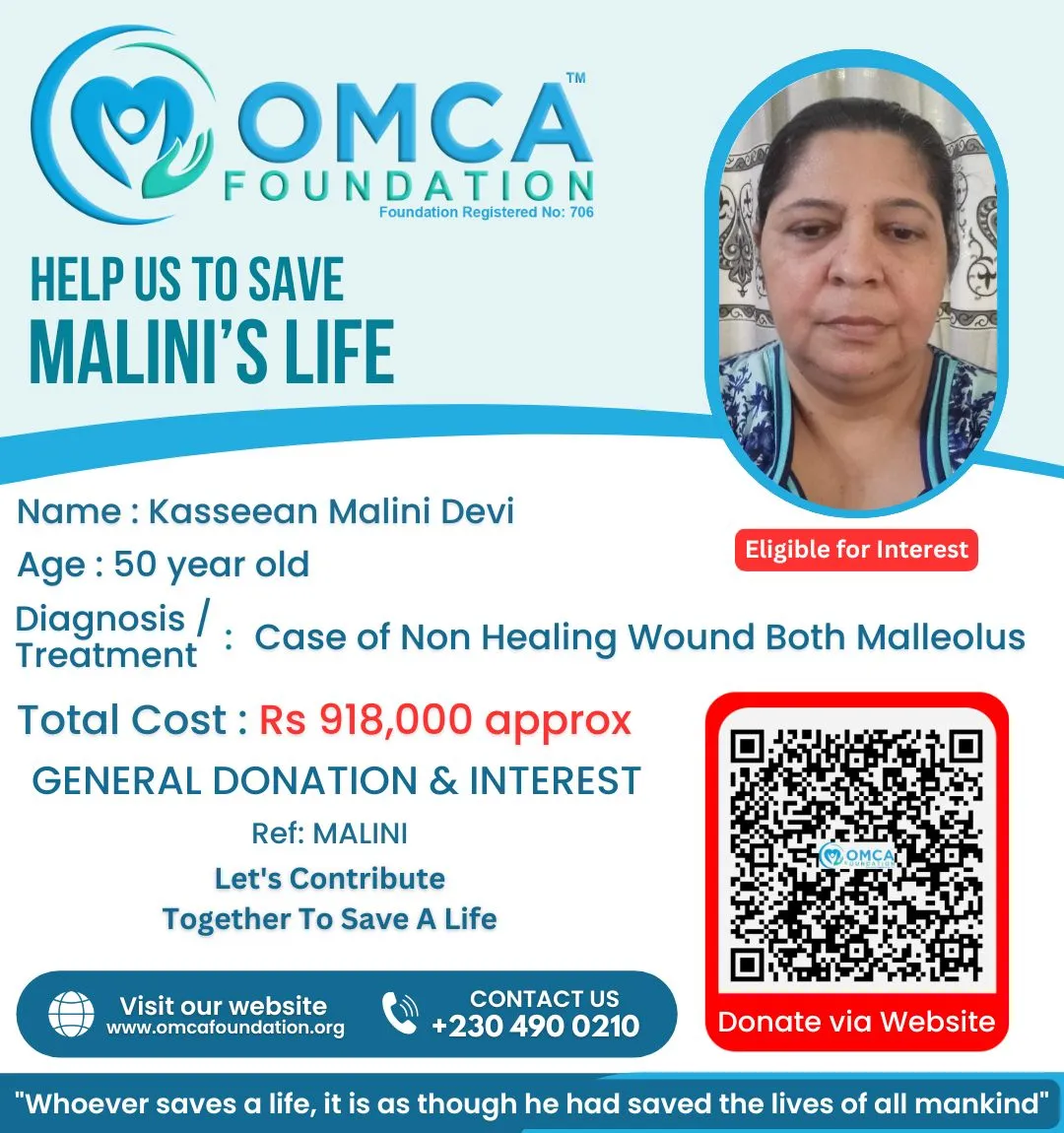 Help Save Malini’s Life – Urgent Wound & Vascular Surgery Support