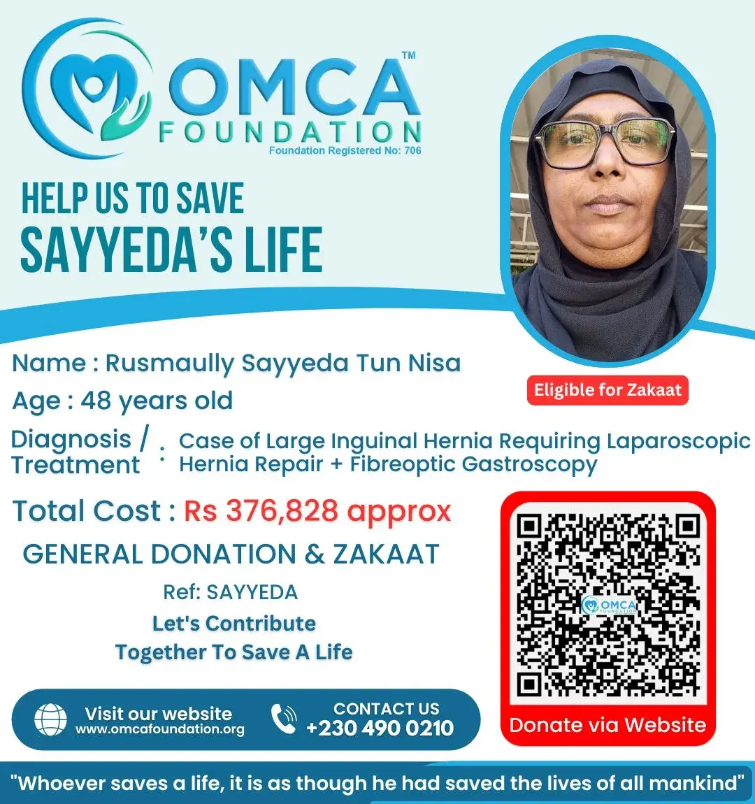 Help Save Sayyeda's Life – Urgent Hernia Surgery Support