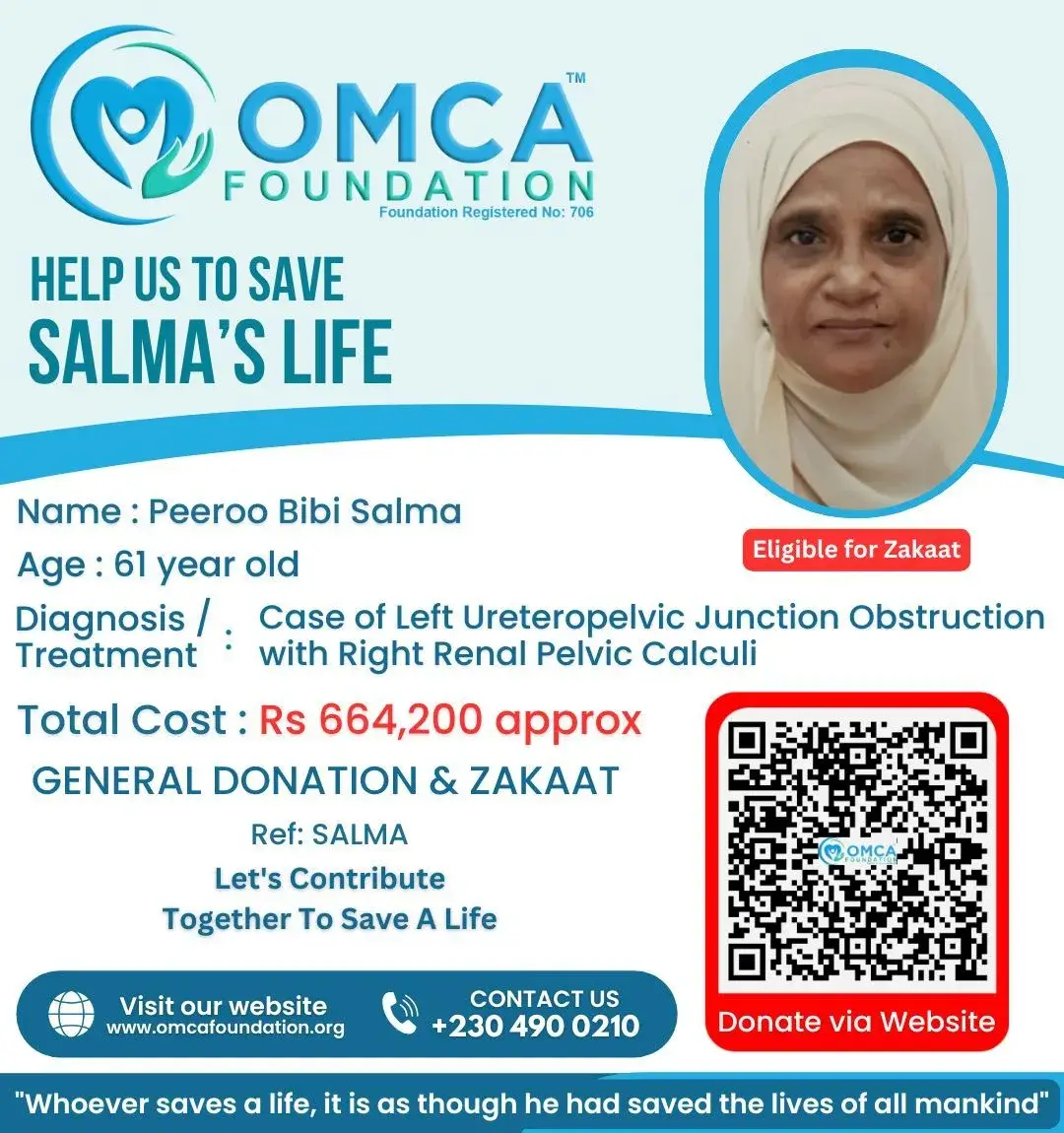 Help Save Salma’s Life – Urgent Kidney Surgery Support