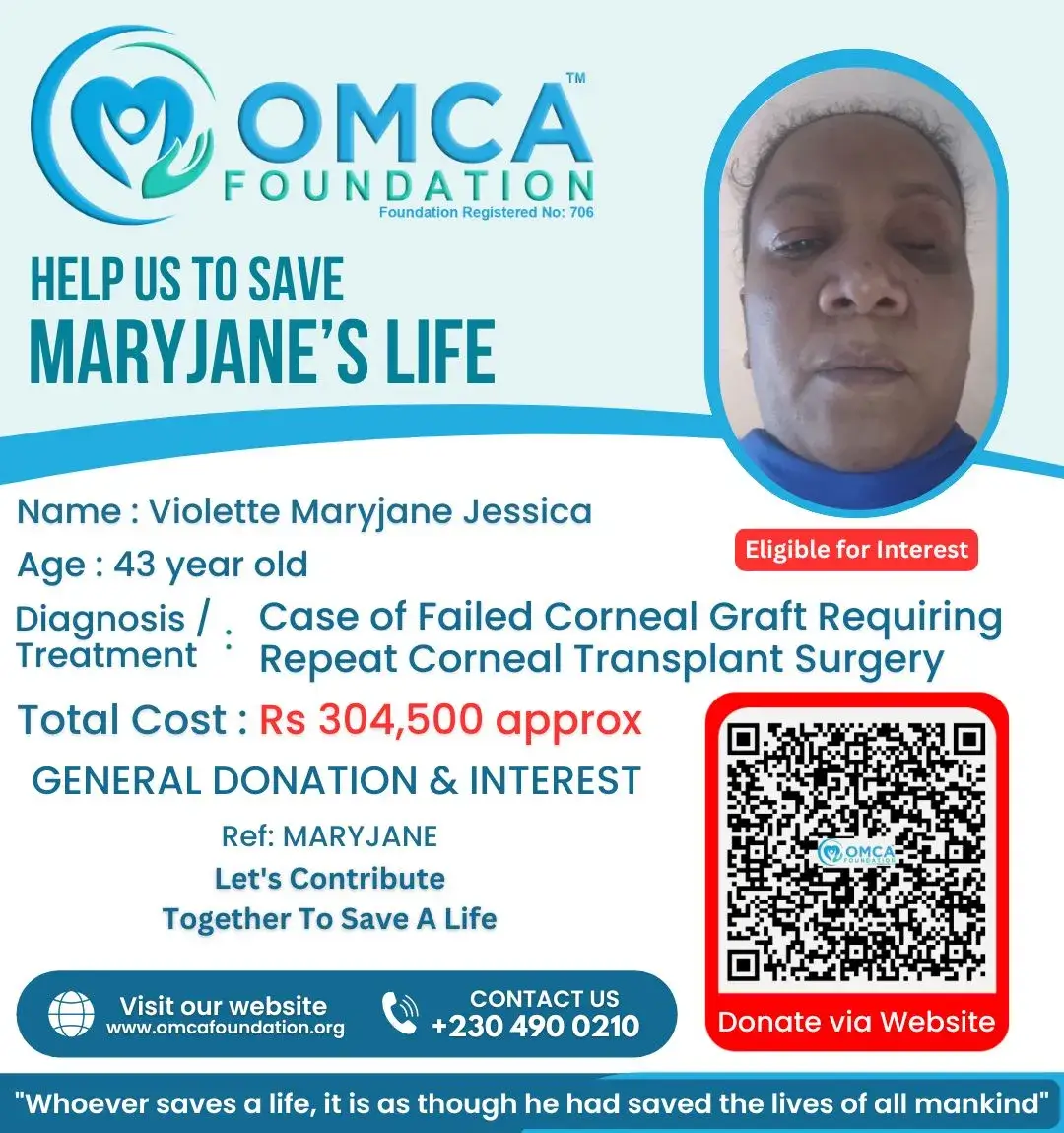 Help Save Maryjane's Life – Urgent Corneal Transplant Surgery Support