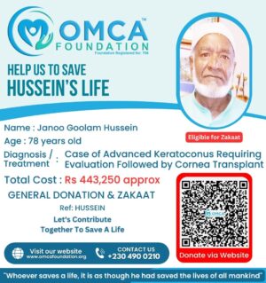 Help Save Mr. Janoo Goolam Hussein’s Sight – Urgent Cornea Transplant Support