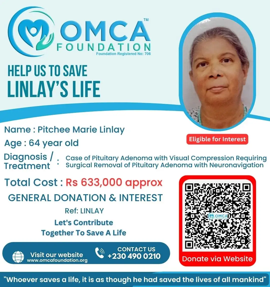 Help Save Mrs. Linlay’s Life – Urgent Pituitary Tumour Surgery Support